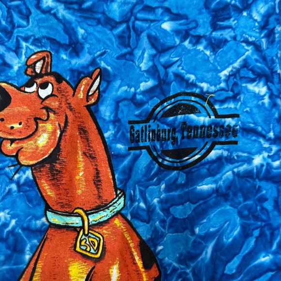 Rare Vintage 1990s Blue Water Tie Dye Scooby Doo T-Shirt 90s Y2K Gatlinburg TN - Picture 2 of 4